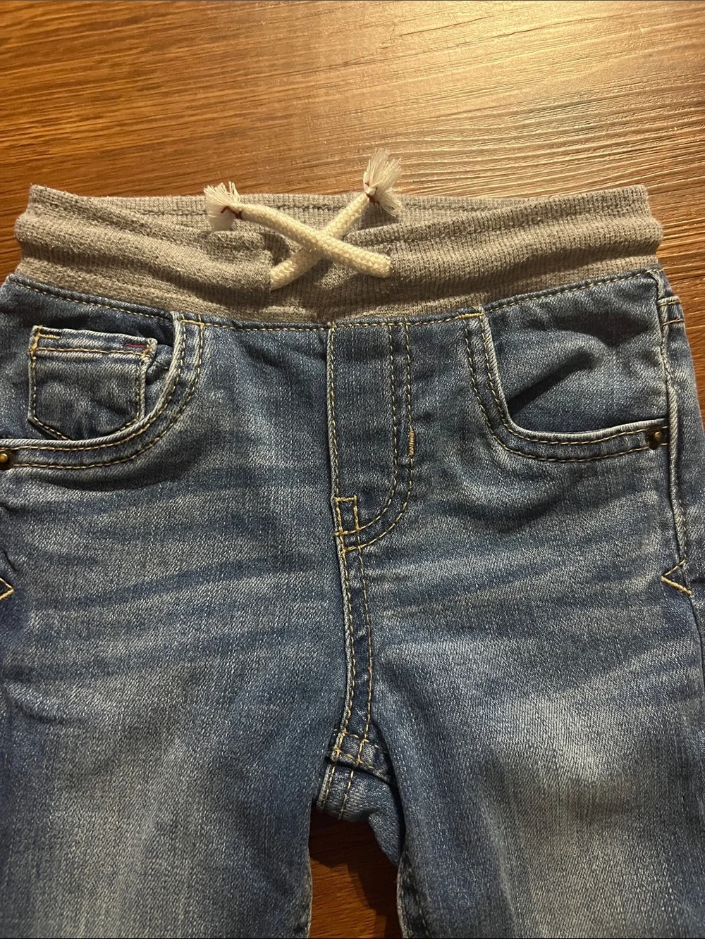 Toddler boys Blue Knit-Waist Denim Jogger Pants